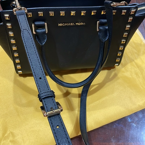 Michael Kors Studded Purse with Handles Leather Top Handle or Crossbody Selma - Picture 11 of 14